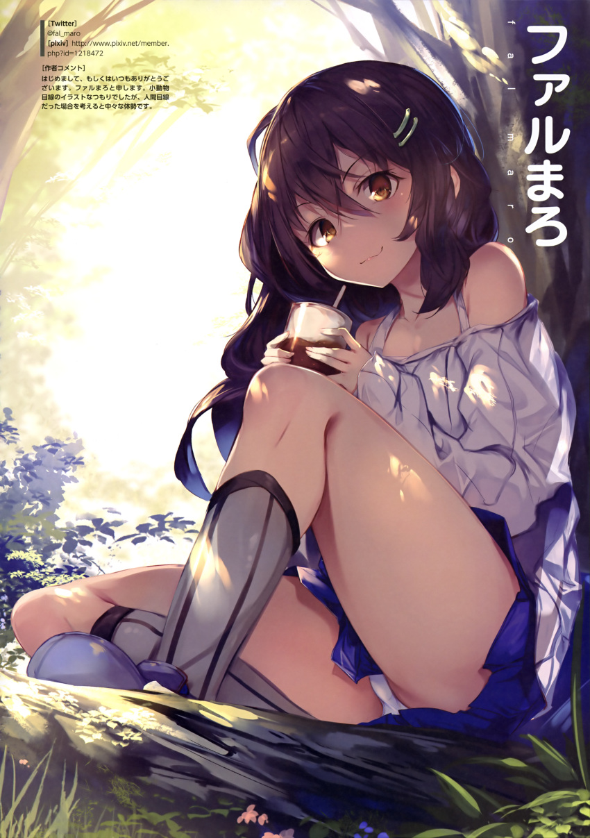 1girl, :3, absurdres, artist_name, bangs, bare_shoulders, black_stripes, blue_flower