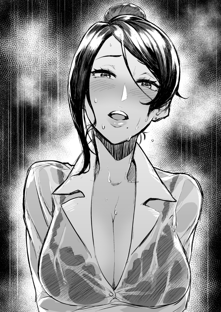 1girl, arms_under_breasts, bangs, bijin_onna_joushi_takizawa-san, black_hair, blush, bra, breasts