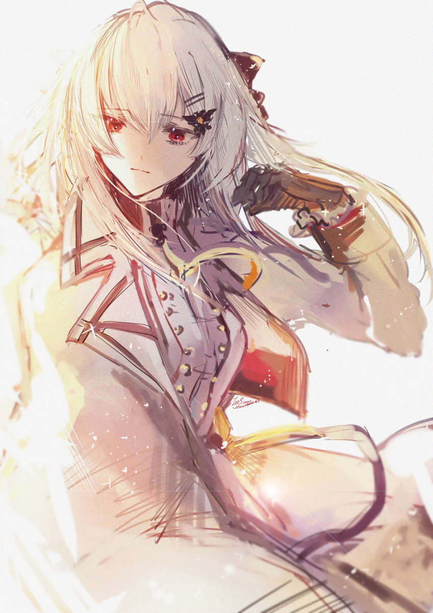 1girl, absurdres, ahoge, bangs, black_bow, bow, breasts, canothy