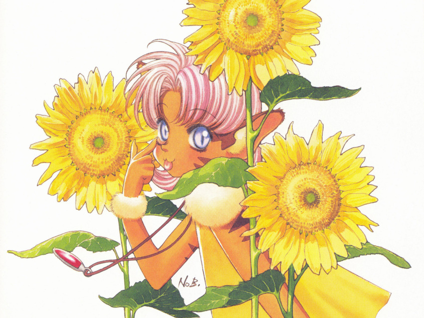 escaflowne, flower, highres, merle, millerna_aston, pink_hair, tenkuu_no_escaflowne, yuuki_nobuteru