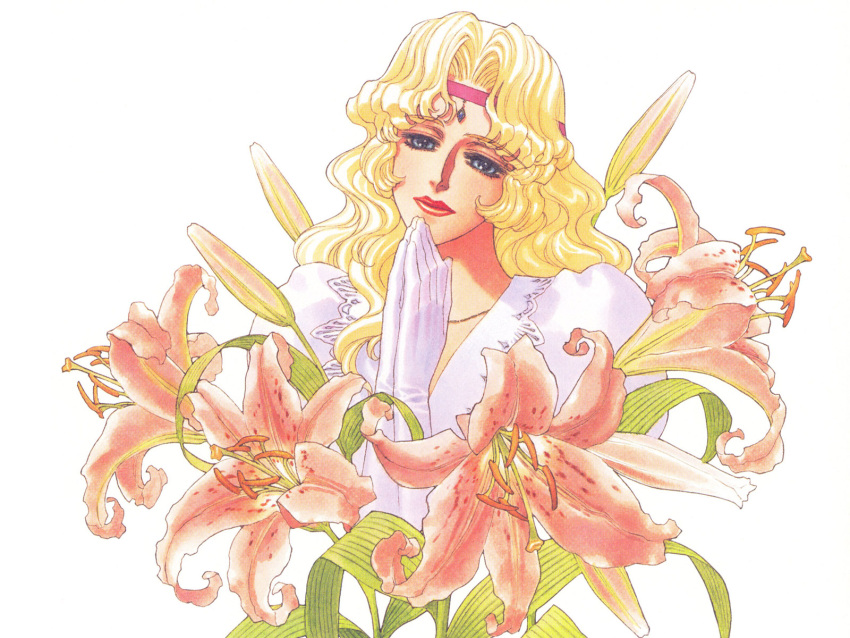 escaflowne, flower, highres, long_hair, millerna_aston, tenkuu_no_escaflowne, yuuki_nobuteru