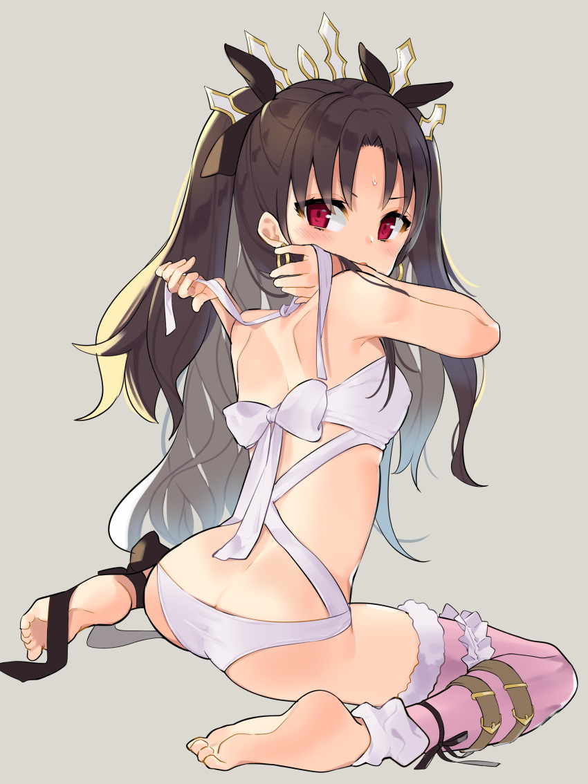 1girl, :o, absurdres, ass, bangs, bare_arms, bare_shoulders, barefoot