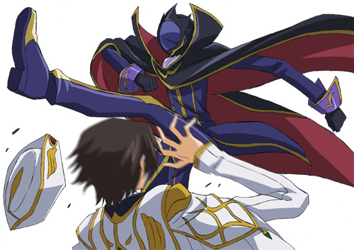 code_geass, hat, heki_(axis), heki_(pixiv), kick, kicking, kururugi_suzaku, lelouch_lamperouge