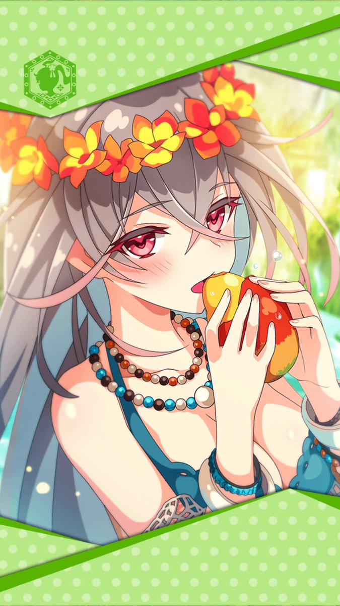 1girl, ahoge, aqua_swimsuit, artist_request, bangle, bead_necklace, beads, blush