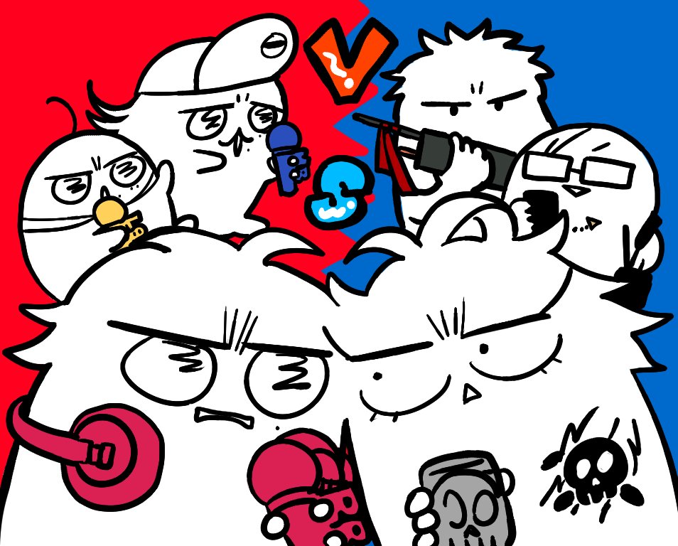 6+boys, ahoge, angry, aohitsugi_samatoki, baseball_cap, brothers, busujima_riou_mason, chibi