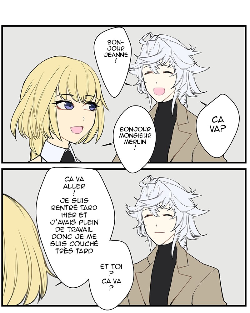 1boy, 1girl, 2koma, bangs, blonde_hair, blue_eyes, braid, closed_eyes