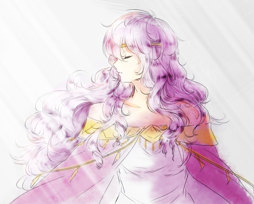 1girl, cape, circlet, closed_eyes, diadora_(fire_emblem), dress, fire_emblem, fire_emblem:_seisen_no_keifu