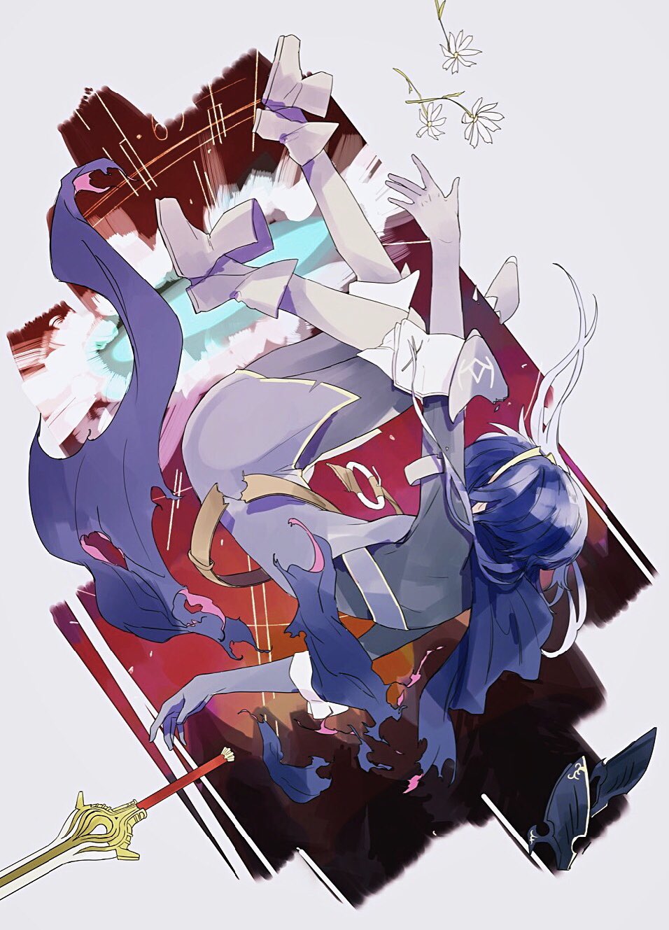 1girl, blue_hair, cape, dress, falchion_(fire_emblem), fingerless_gloves, fire_emblem, fire_emblem:_kakusei