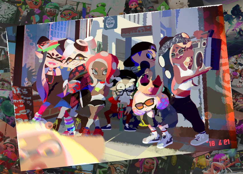 2boys, 3boys, 6+girls, absurdres, afro, agent_8, alternate_costume, anniversary
