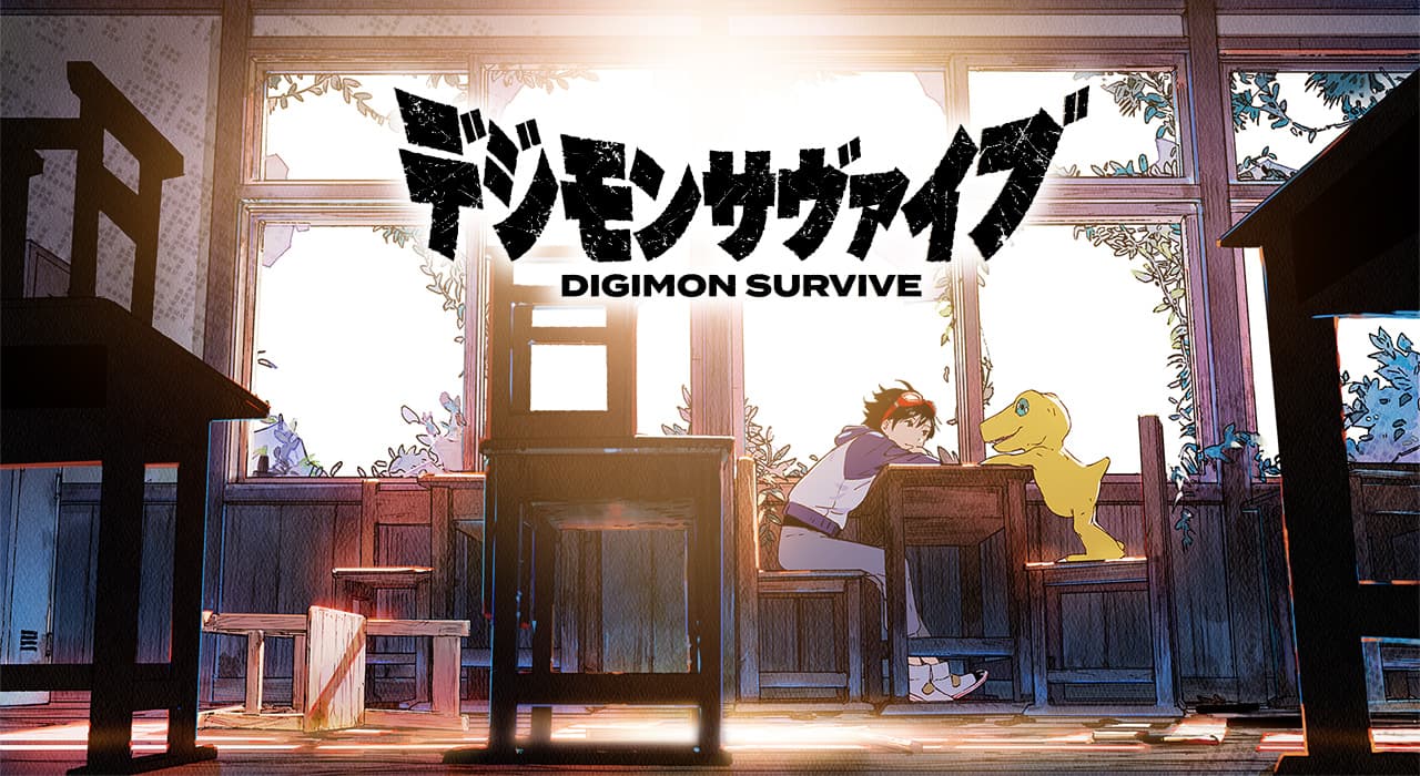 1boy, agumon, black_eyes, black_hair, black_shirt, blue_jacket, broken_window, chair