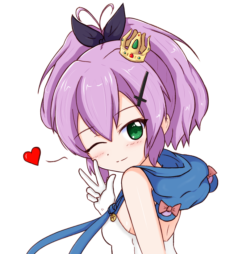 1girl, ;), antenna_hair, azur_lane, bangs, black_ribbon, blush, breasts