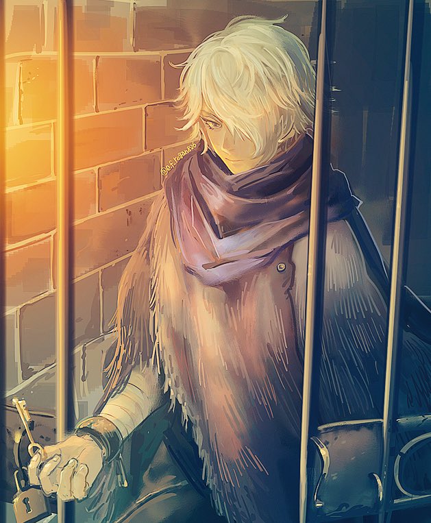 1boy, cape, e_f_regan826, gloves, looking_at_viewer, male_focus, octopath_traveler, scarf