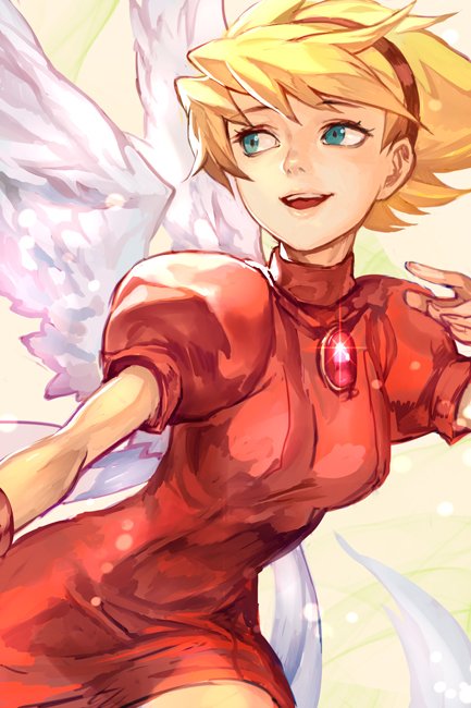1girl, blonde_hair, blue_eyes, breath_of_fire, breath_of_fire_iii, hairband, hankuri, jewelry