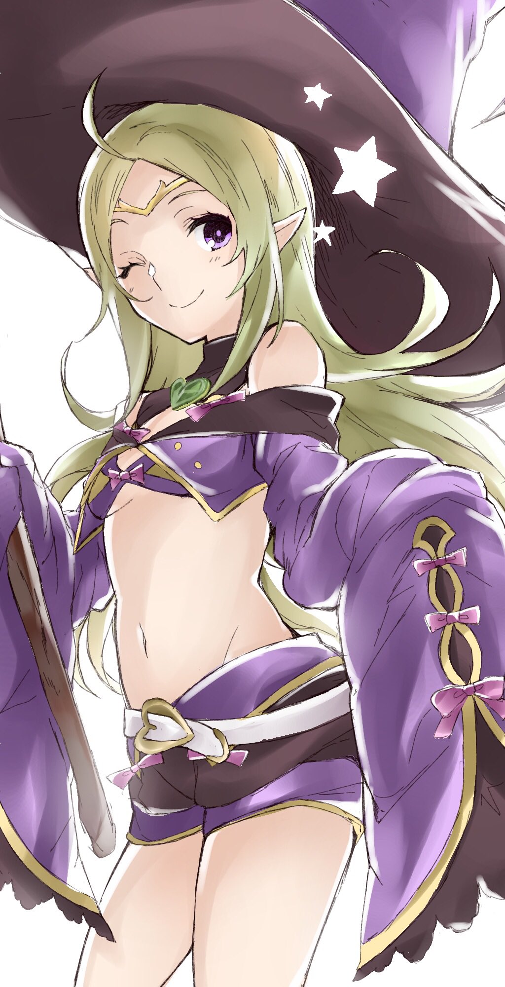 1girl, ahoge, aiueo1234853, bare_shoulders, belt, bow, brooch, buttons