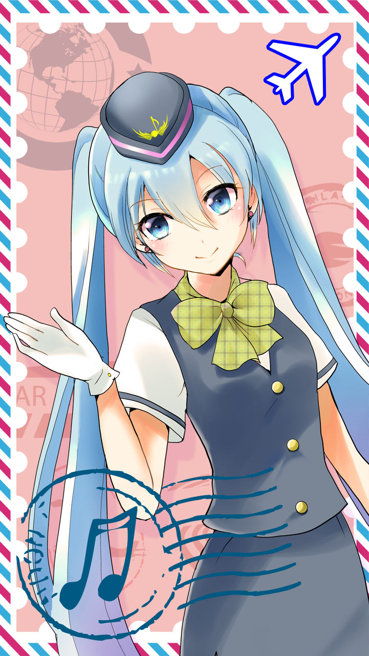 1girl, black_hat, black_skirt, blue_eyes, blue_hair, bow, bowtie, earrings