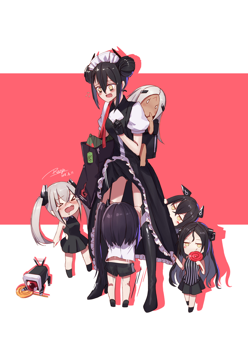 >_<, 6+girls, agent_(girls_frontline), architect_(girls_frontline), artist_name, bags_under_eyes, bangs, biting