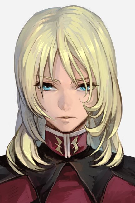 1boy, androgynous, blonde_hair, blue_eyes, expressionless, gundam, gundam_seed, gundam_seed_destiny