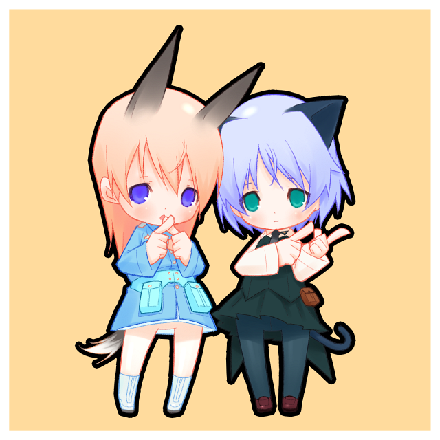 animal_ears, black_legwear, chibi, eila_ilmatar_juutilainen, multiple_girls, muri_da_na, pantyhose, sanya_v_litvyak