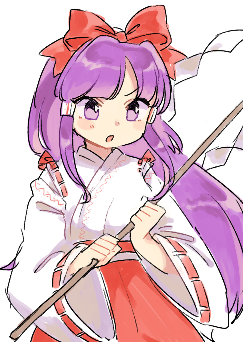 1girl, :o, bangs, blunt_bangs, bow, detached_sleeves, hair_bow, hair_tubes
