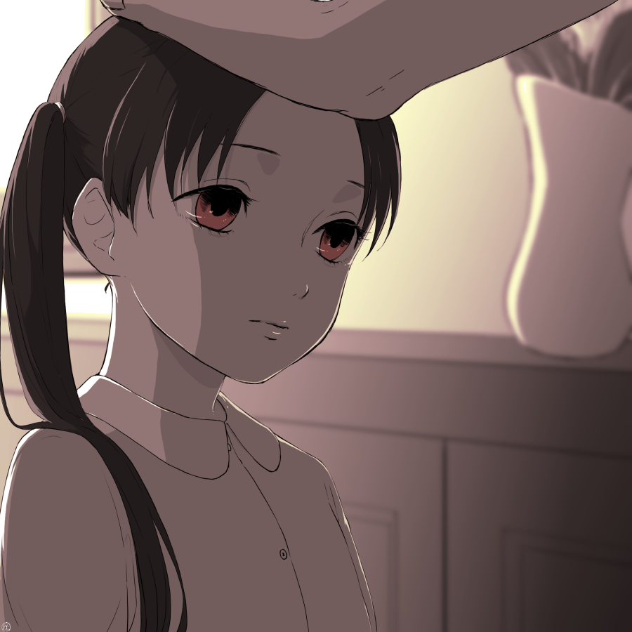 1girl, alternate_costume, ayanami_(kantai_collection), bangs, buttons, cabinet, closed_mouth, collared_shirt