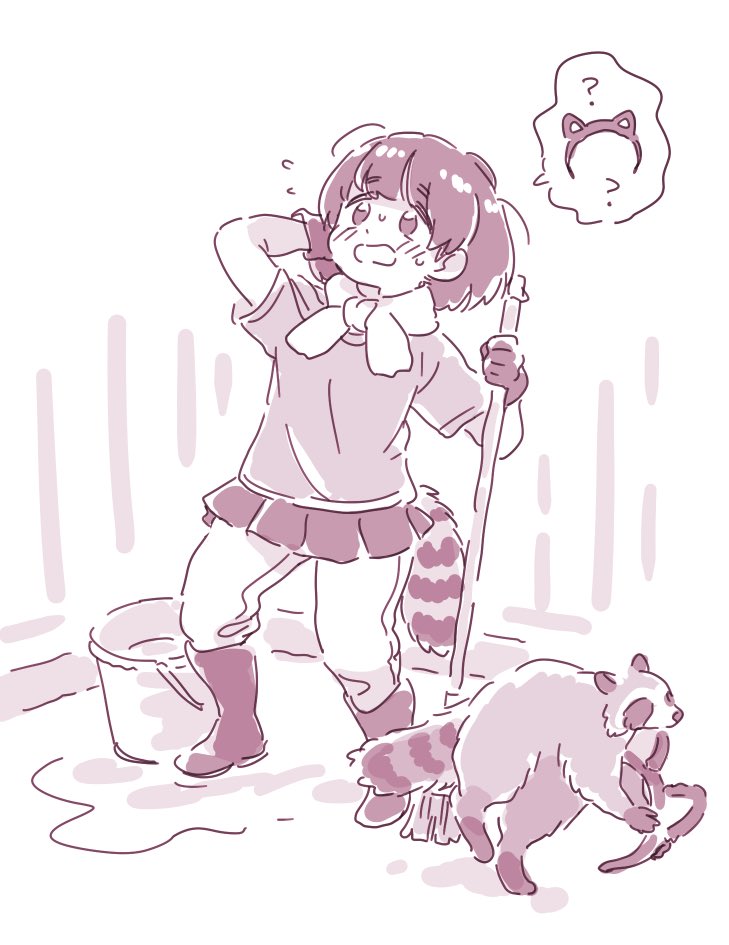 1girl, ?, animal_ears, black_hair, blush, boots, bow, bowtie