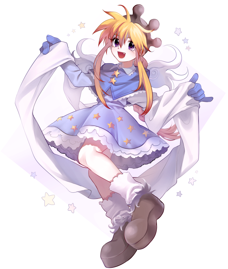 1girl, bangs, blonde_hair, blue_capelet, blue_gloves, boba, braid, capelet