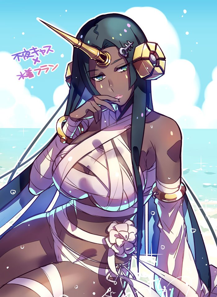 1girl, aqua_eyes, bandage, bandaged_arm, bandaged_leg, bandages, bare_shoulders, bikini