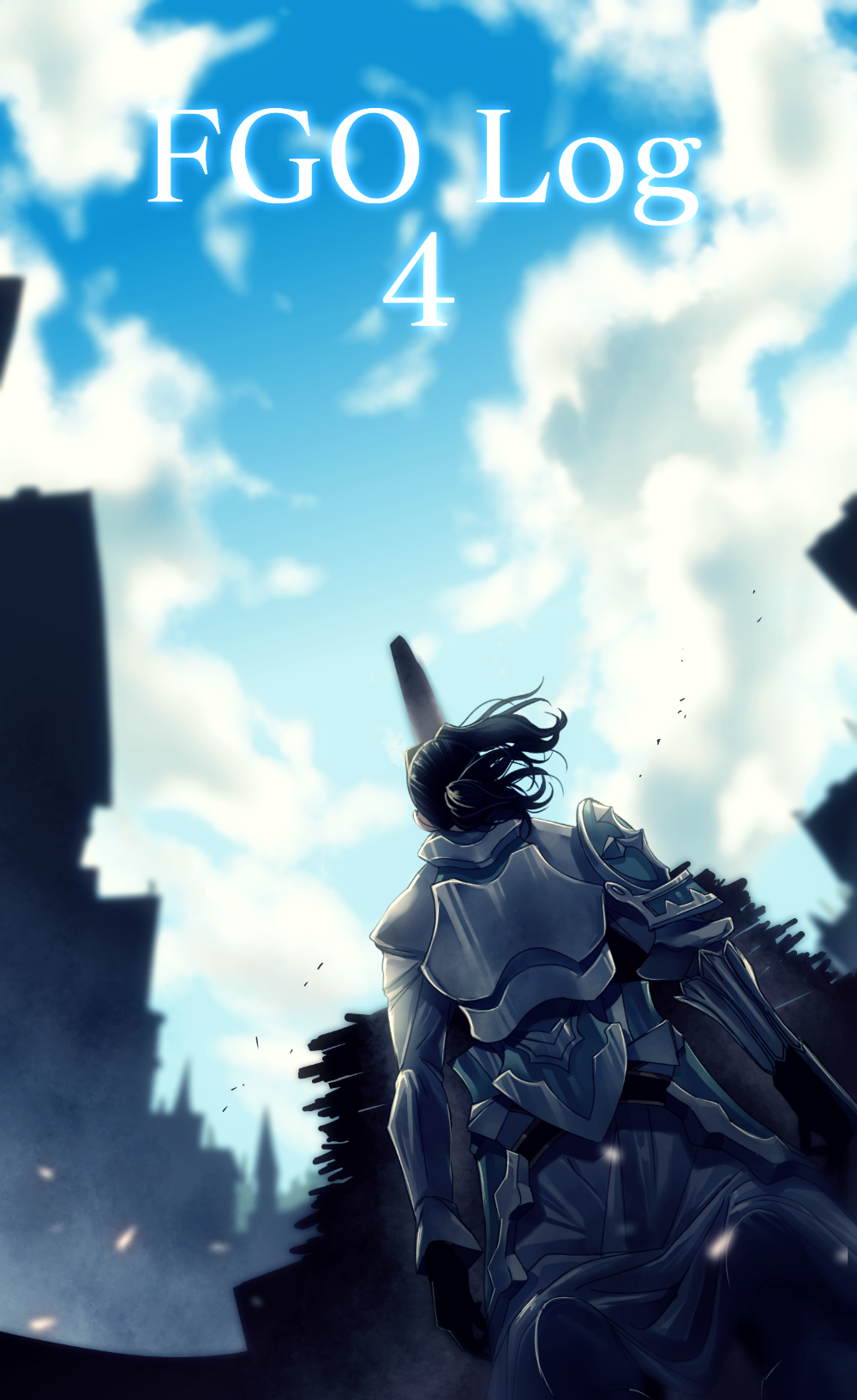 1boy, armor, black_hair, blue_sky, caster_(fate/zero), clouds, cloudy_sky, day