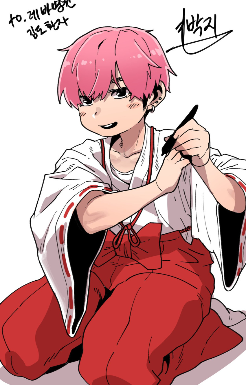 1boy, black_eyes, blush, earrings, highres, jewelry, korean, korean_commentary
