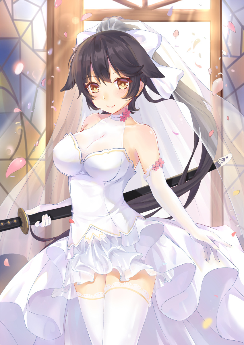 1girl, absurdres, alternate_costume, animal_ears, azur_lane, bare_shoulders, black_hair, breasts