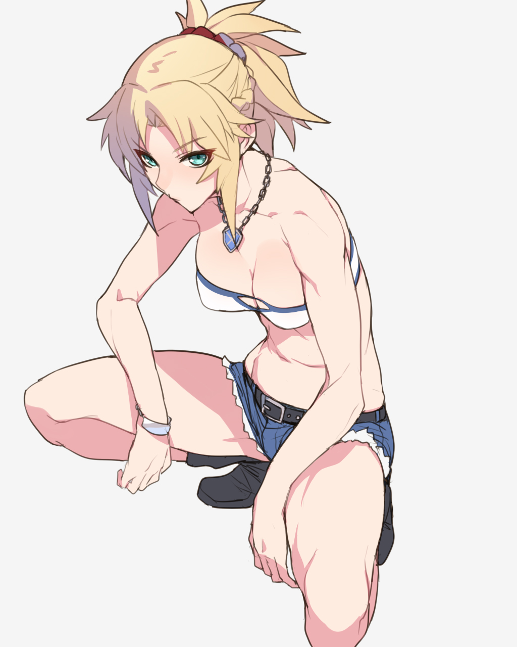 1girl, aqua_eyes, ban, bangs, bare_shoulders, belt, blonde_hair, boots