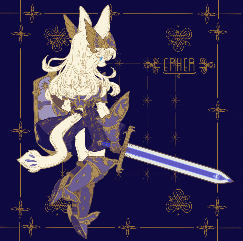 1girl, absurdres, animal_ears, ankle_wings, armor, armored_dress, blonde_hair, blue_eyes