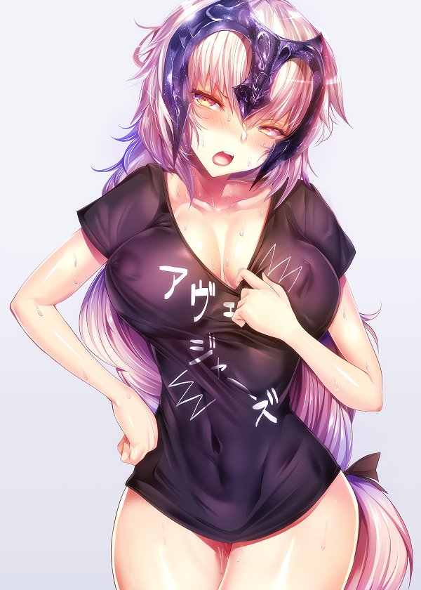 1girl, breasts, cleavage, commentary_request, cowboy_shot, eyebrows_visible_through_hair, fate/grand_order, fate_(series)