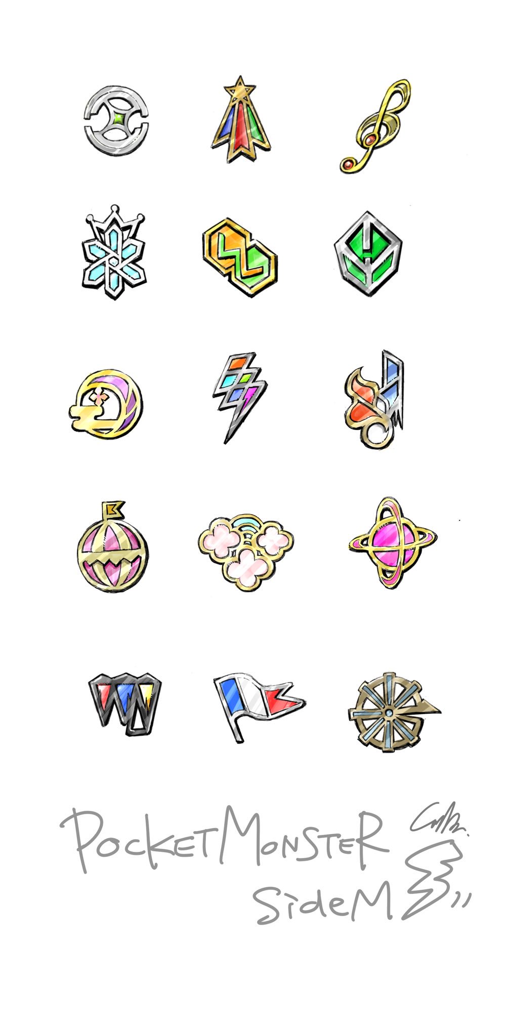 badge, copyright_name, flag, g_clef, highres, idolmaster, idolmaster_side-m, lightning