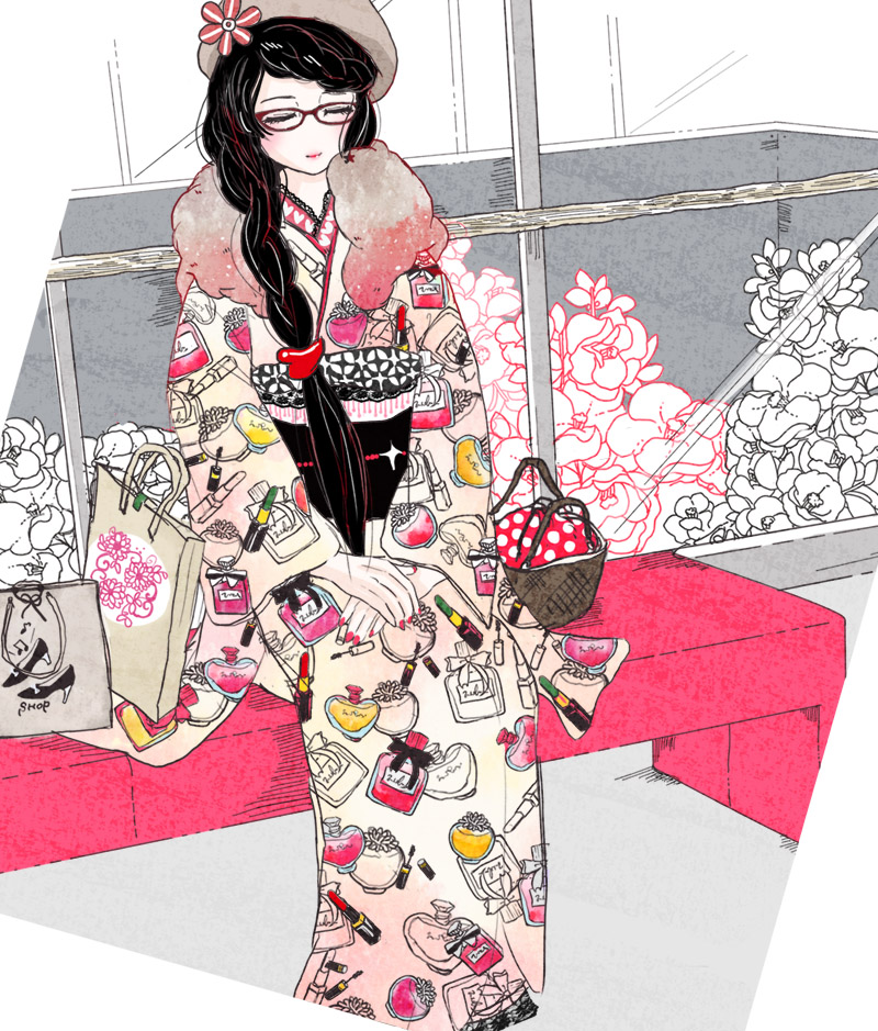 black_hair, blush, calm, casual, closed_mouth, full_body, ginkou_(atmzh), glasses