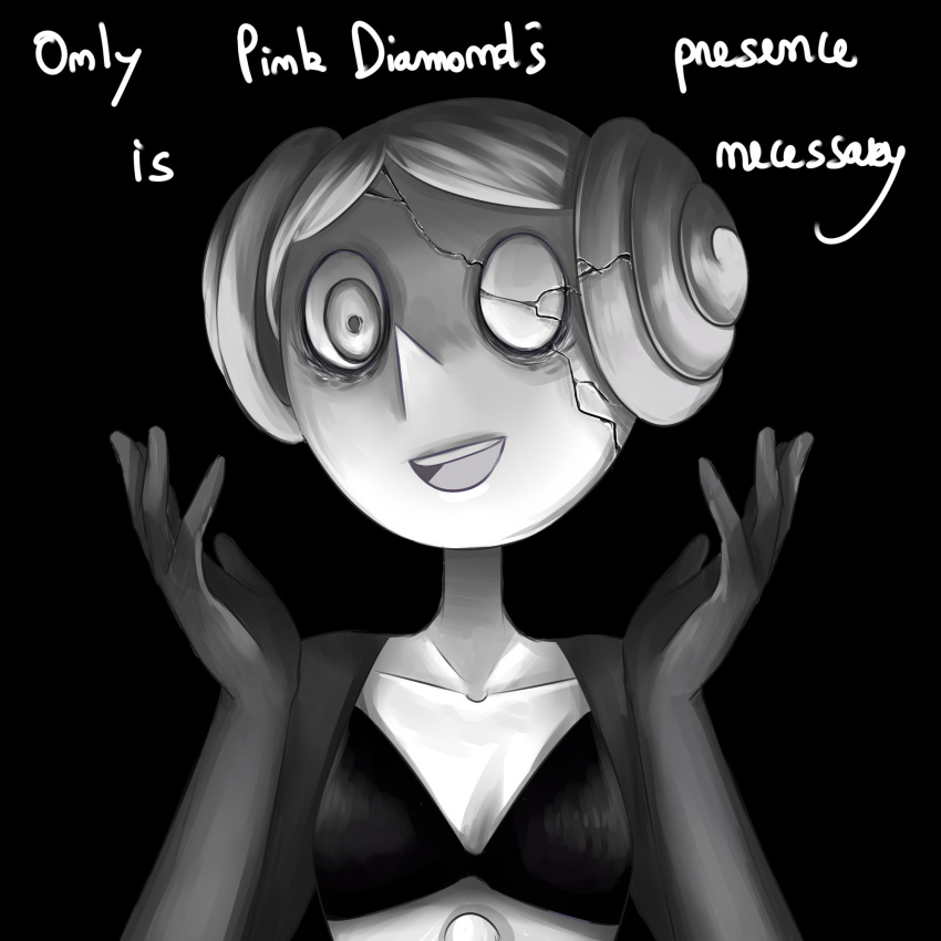 black_dress, creepy_eyes, dress, gem, highres, horror_(theme), pearl, steven_universe