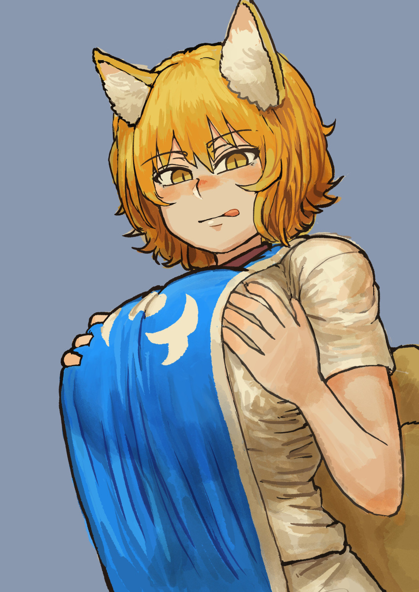 absurdres, animal_ears, blonde_hair, breasts, chanta_(ayatakaoisii), dress, fox_ears, fox_tail