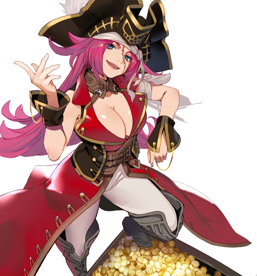 1girl, ahoge, blue_eyes, boots, breasts, cleavage, cuffs, fate/grand_order