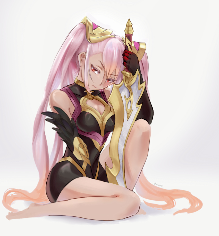 1girl, armor, black_armor, black_gloves, closed_mouth, dark_skin, ei1han, elbow_gloves