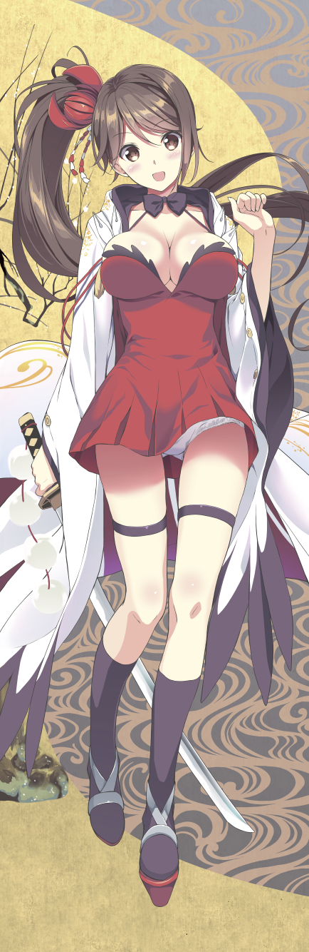 1girl, :d, azur_lane, bangs, black_bow, black_legwear, blush, bow