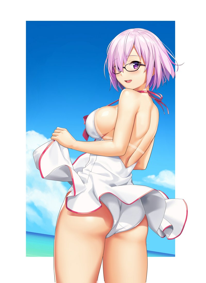1girl, ass, bikini, blush, breasts, clouds, fate/grand_order, fate_(series)