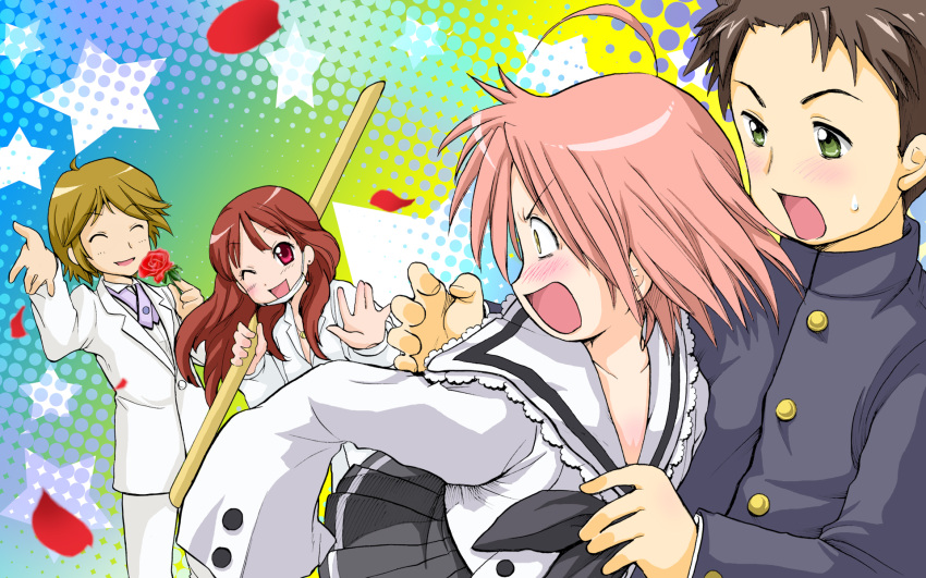 gotou_yuuko, gotouza, highres, kogami_akira, lucky_star, ono_daisuke, oversized_clothes, school_uniform