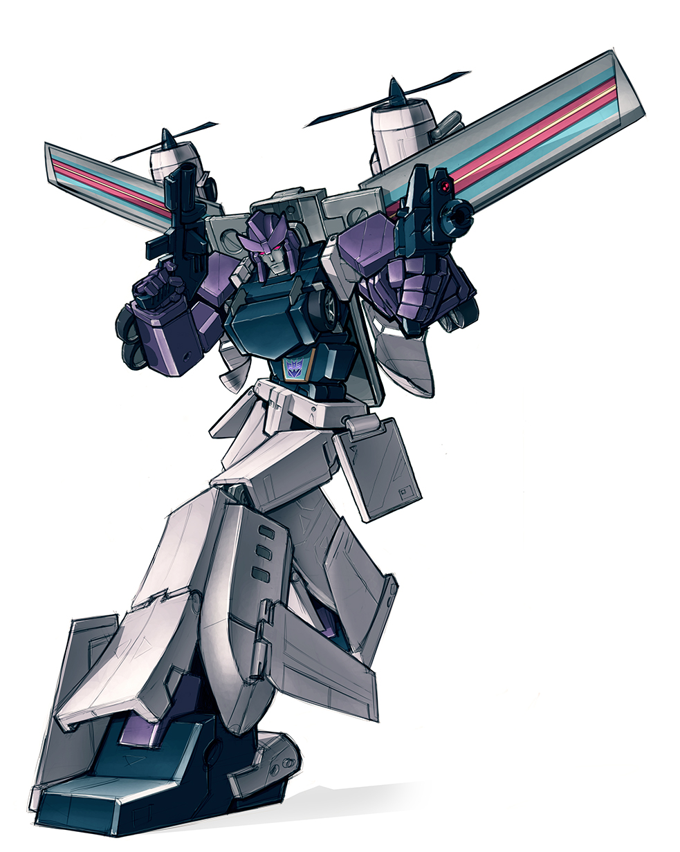 aiming, aiming_at_viewer, commentary, decepticon, deviantartblitz-wing, dual_wielding, energy_gun, english_commentary, highres, holding, insignia, mecha, octane_(transformers), propeller, ray_gun, red_eyes, robot, science_fiction, simple_background, sketch, smirk, solo, transformers, weapon, wings