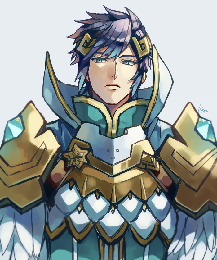 1boy, akke, armor, blue_eyes, blue_hair, fire_emblem, fire_emblem_heroes, hair_ornament