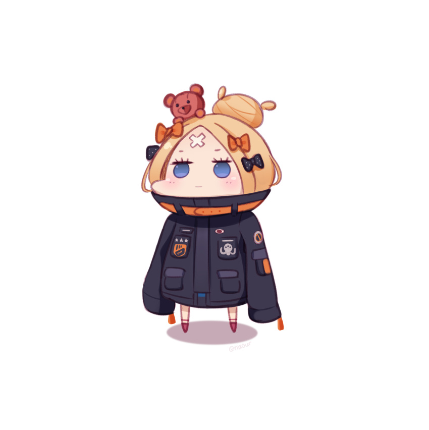 1girl, :|, abigail_williams_(fate/grand_order), absurdres, angruoxin, bangs, black_bow, black_hat