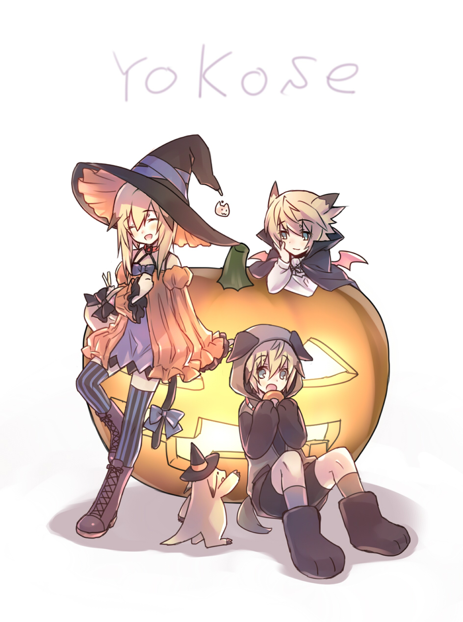 3boys, animal_hood, bow, chung_seiker, doughnut, eating, elsword, food