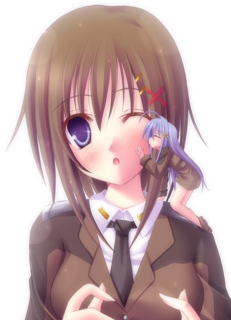 blush, kago_no_tori, kagonotori, kiss, mahou_shoujo_lyrical_nanoha, mahou_shoujo_lyrical_nanoha_strikers, multiple_girls, reinforce_zwei