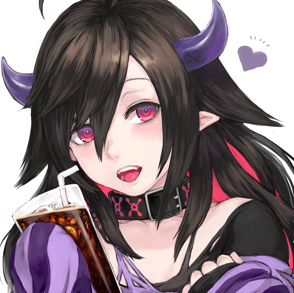 1girl, :d, ahoge, bangs, belt_buckle, belt_collar, black_collar, black_hair