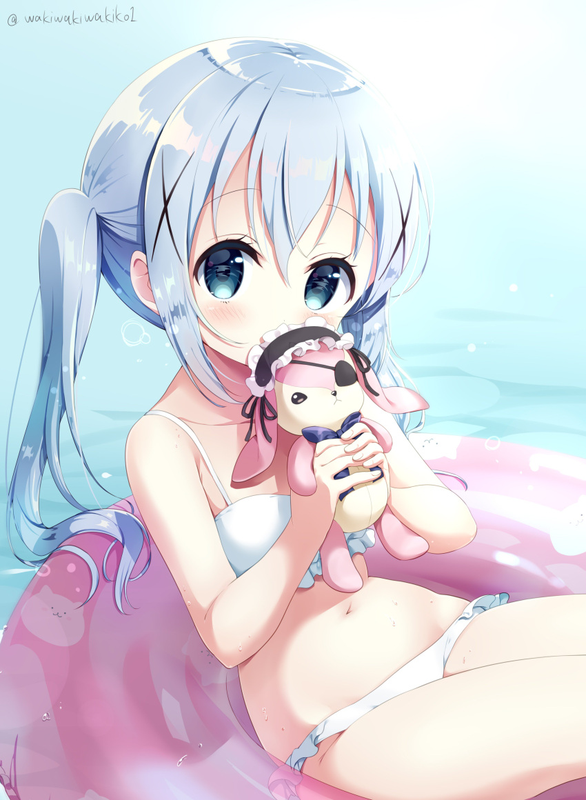 1girl, absurdres, bangs, bare_arms, bare_shoulders, bikini, black_hairband, blue_eyes