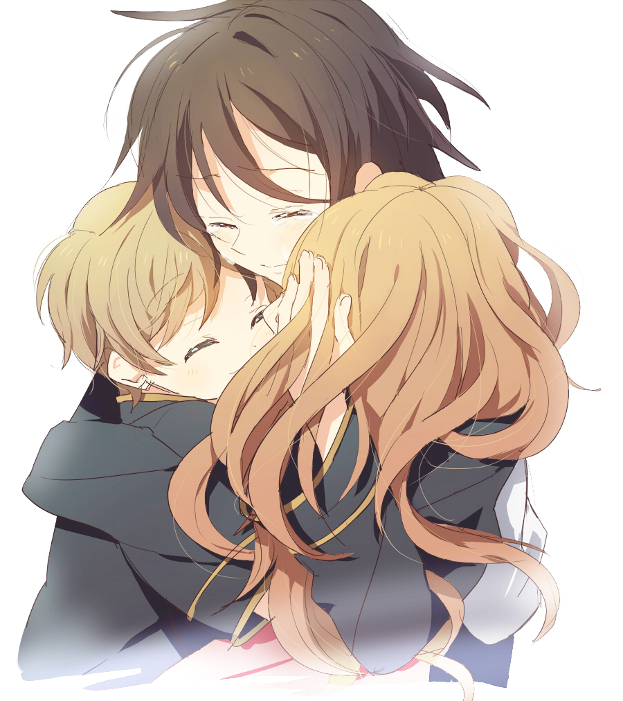 brown_hair, code_geass, comforting, hand_on_head, happy, hug, lelouch_lamperouge, long_hair